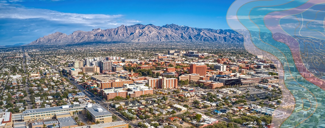 Aerial photo of main campus of the University of Arizona